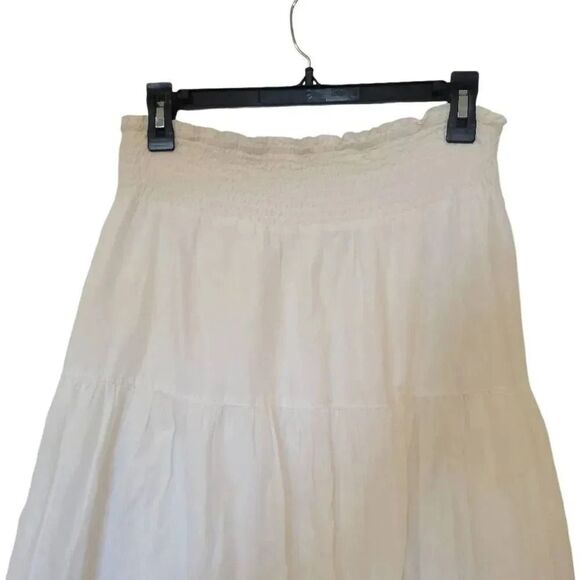 Old Navy Women's White & Dark Orange Cotton Embroidered Lined Tiered Pull On Max - Picture 3 of 11